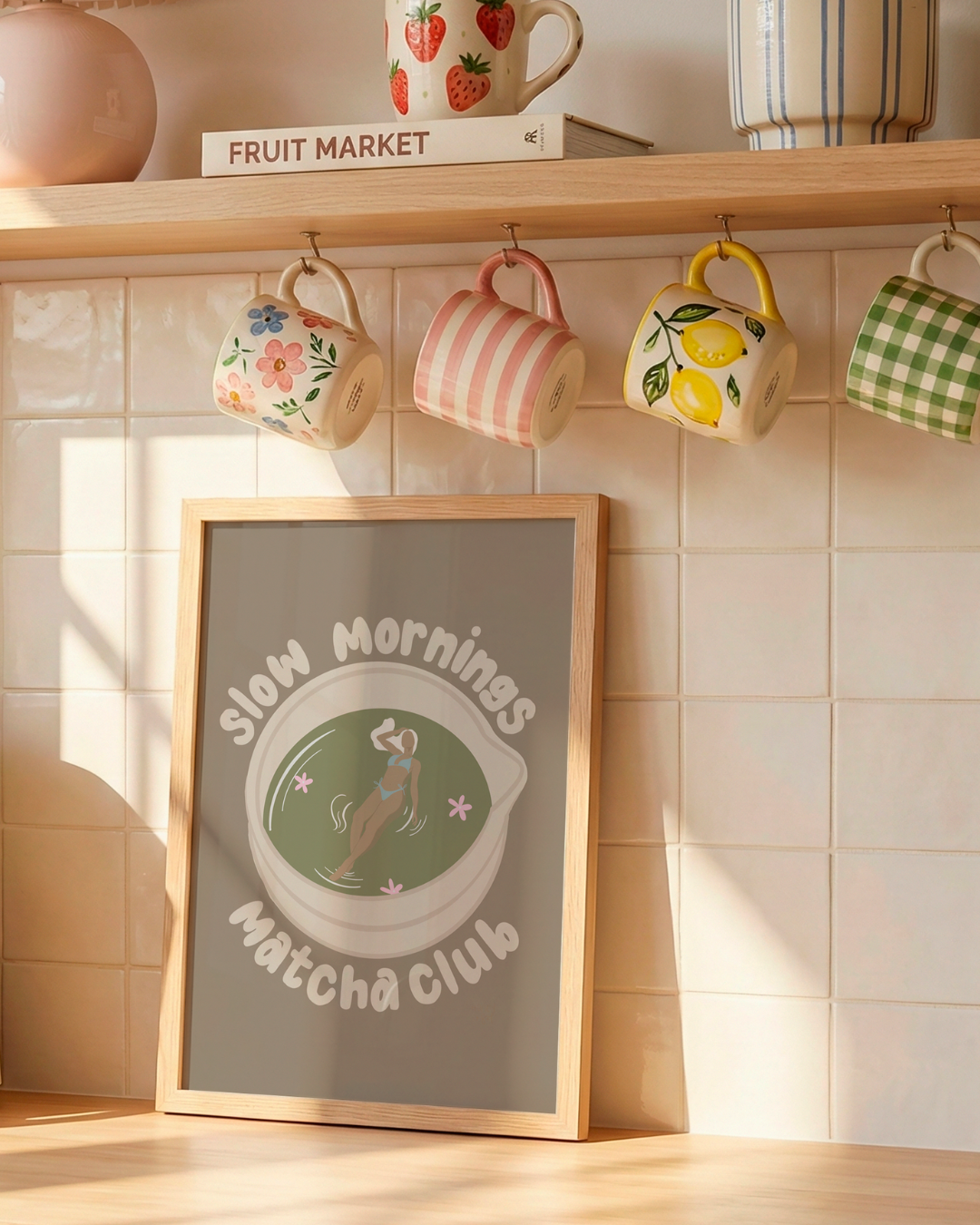 slow mornings matcha club | art print
